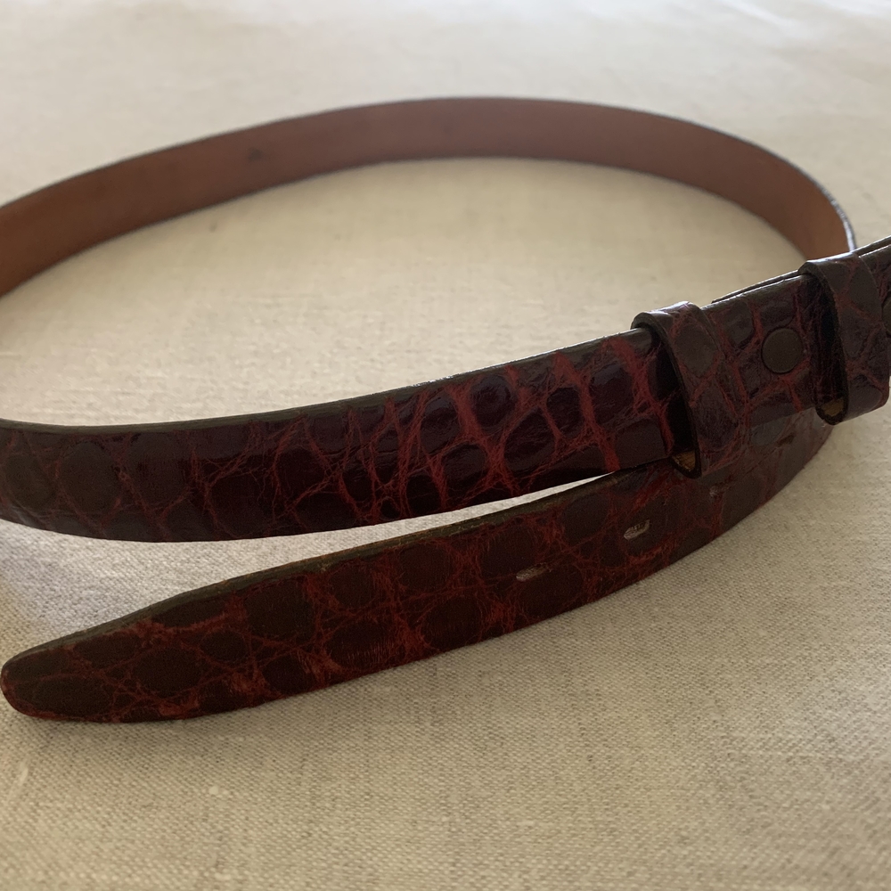 Genuine Alligator Belt Dark Red, 34in x 1in For Men or Women